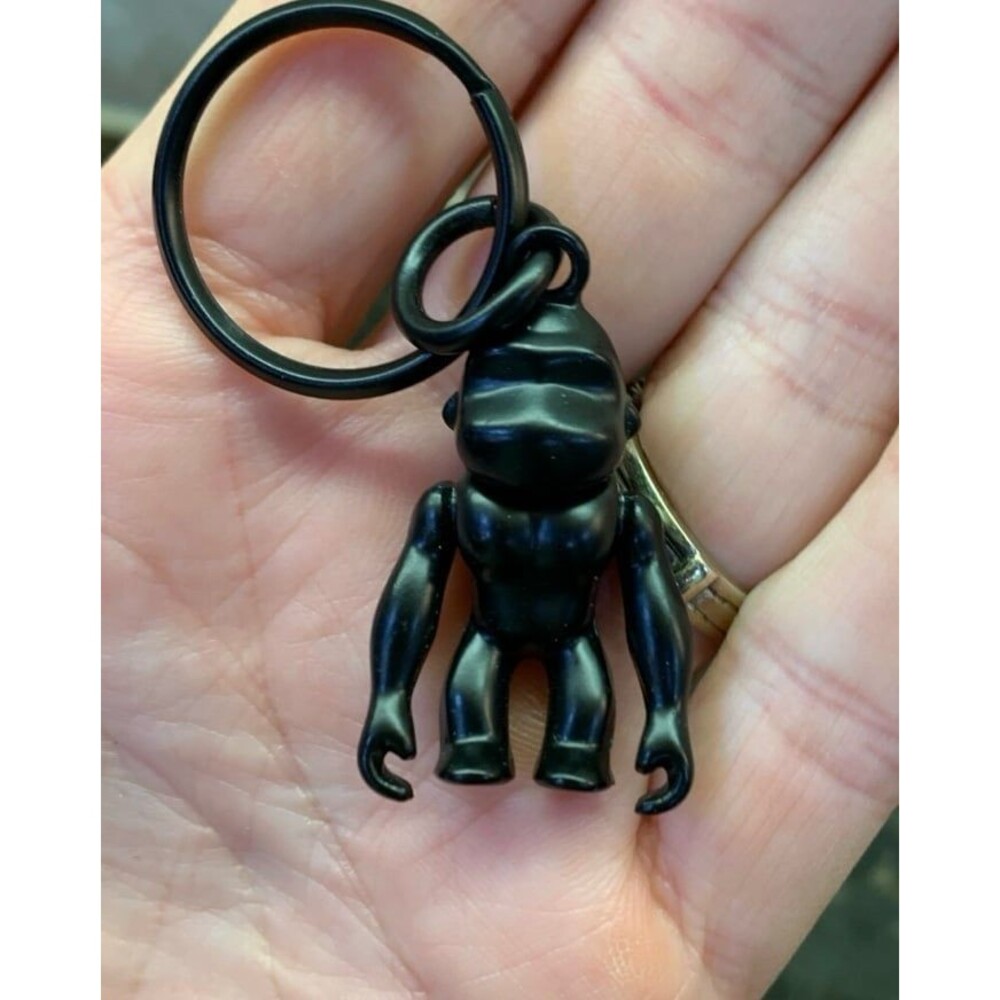 Kipling Black Metal Robot Monkey Key Ring Charm NEW